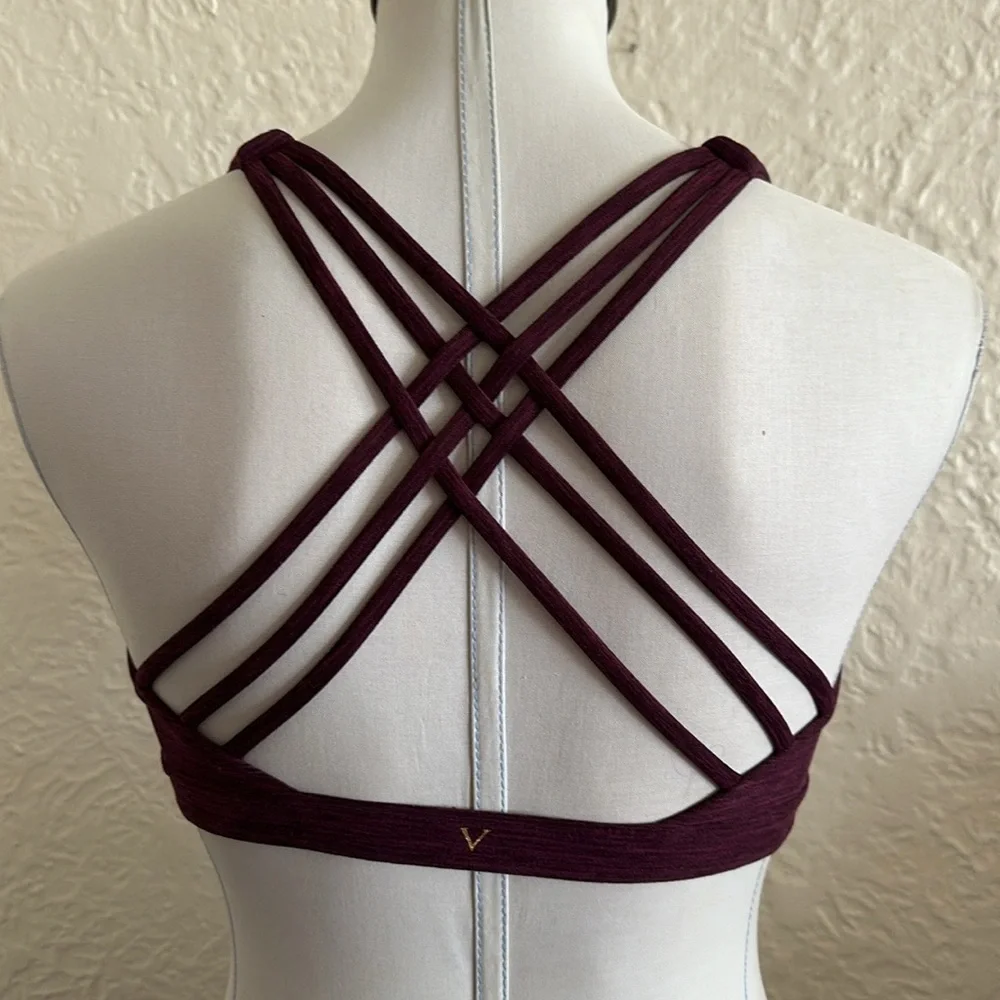 Victoria’s Secret Essential Strappy Back Sports Bralette Burgundy Heather Medium - Picture 4 of 9